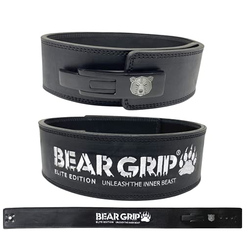 BEAR GRIP Power Belt - Elite Edition Premium Double Pong Weight Lifting Belt