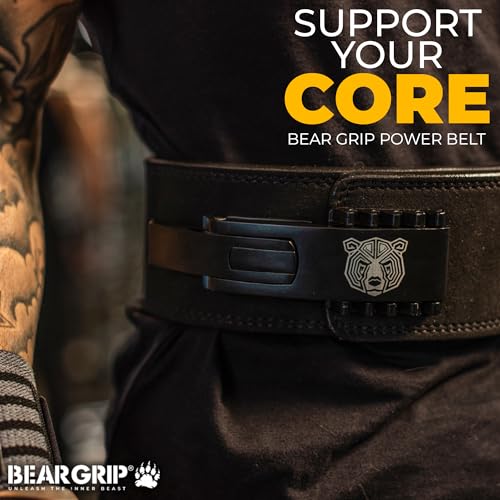 BEAR GRIP Power Belt - Elite Edition Premium Double Pong Weight Lifting Belt