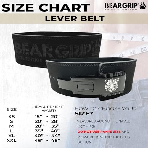 BEAR GRIP Power Belt - Elite Edition Premium Double Pong Weight Lifting Belt