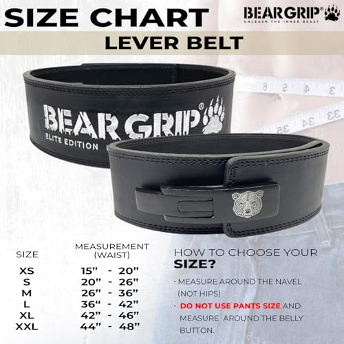 BEAR GRIP Power Belt - Elite Edition Premium Double Pong Weight Lifting Belt