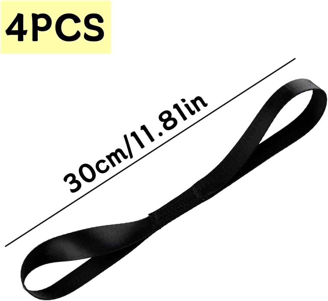 GroveEss 4PCS Securing Loop Straps,Sturdy Durable Strength Lshing Belts,Tie Down Straps Loops for Securing Attaching Motorbikes Scooters ATV UTV Garden Equipment (Black)