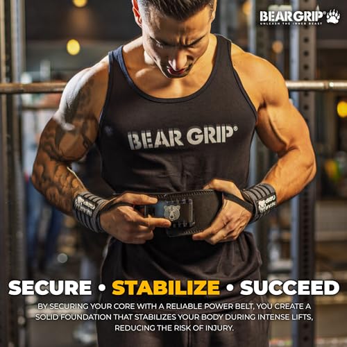 BEAR GRIP Power Belt - Elite Edition Premium Double Pong Weight Lifting Belt