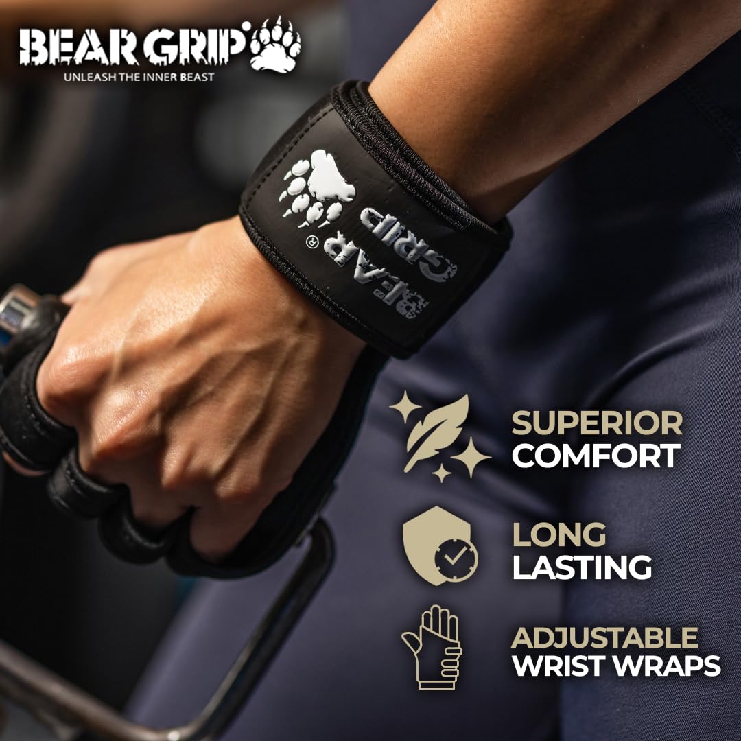 BEAR GRIP - Open Workout Gloves for Crossfit, Bodybuilding, callisthenics, Powerlifting