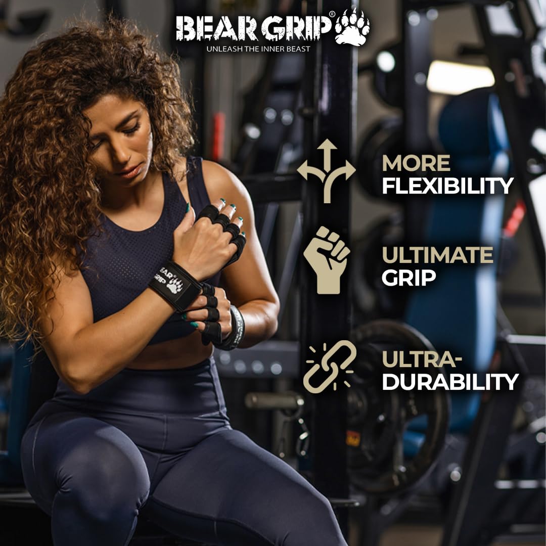 BEAR GRIP - Open Workout Gloves for Crossfit, Bodybuilding, callisthenics, Powerlifting