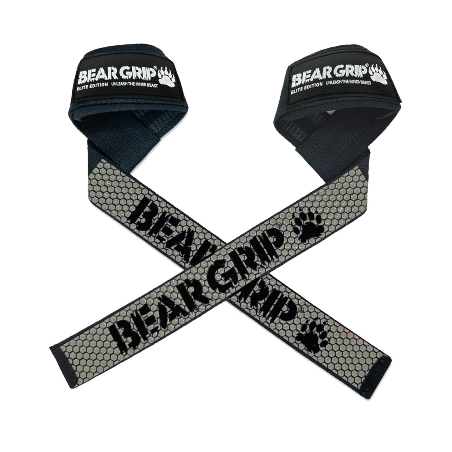 BEAR GRIP Straps - Premium Neoprene Padded Heavy Duty Double Stitched Weight Lifting Gym Straps, Deadlift, Gym Accessories for Men and Women, Advanced Gel Grip, 100% cotton, Extra long length