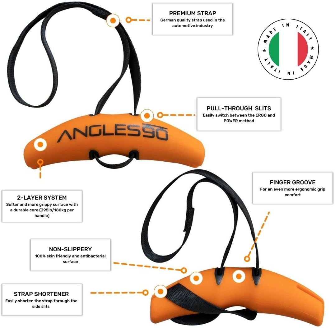 Angles90 Gym Pull Up Handles for Bar - Neutral Grip Lat Pulldown Attachments - T-bar Row Cable Machine - D Handle Tricep Rope - Lifting Handle - Cable Handle - Angle Grips Gym - Gym Grips Handles