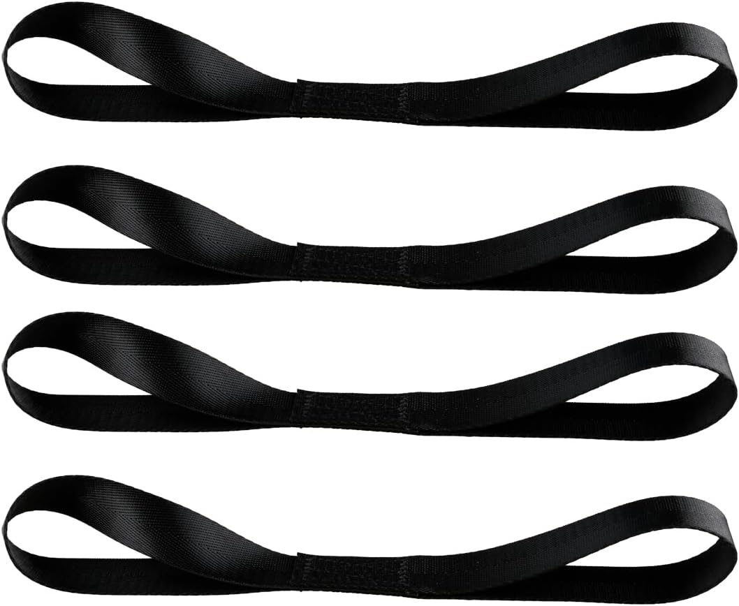 GroveEss 4PCS Securing Loop Straps,Sturdy Durable Strength Lshing Belts,Tie Down Straps Loops for Securing Attaching Motorbikes Scooters ATV UTV Garden Equipment (Black)
