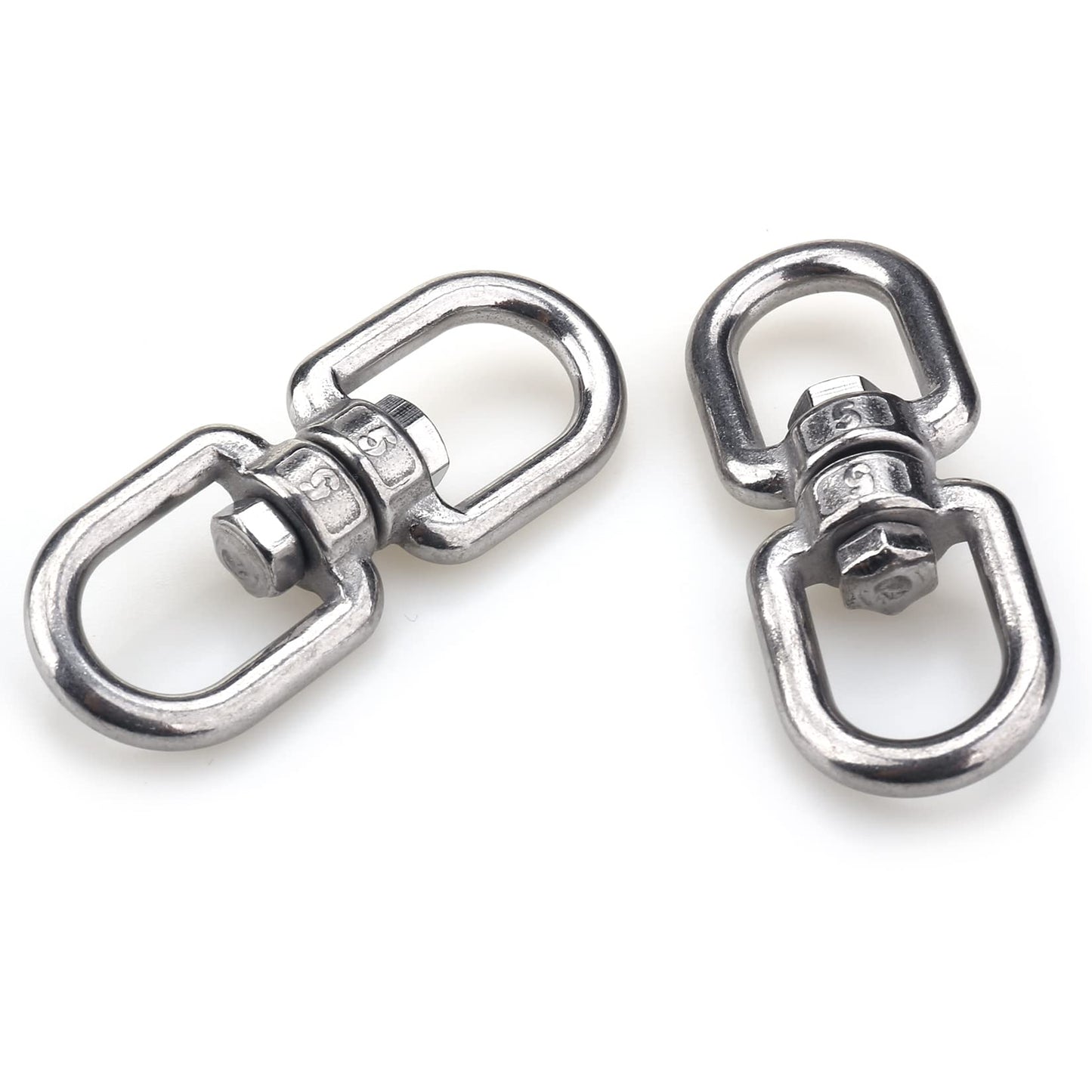 SUPDMZJ (2PCS M5 Stainless Steel Swivel Ring Double End Swivel Eye Hook Stainless Steel Eye-to-Eye Swivel Shackle Ring Connector, Suspended Swivel.