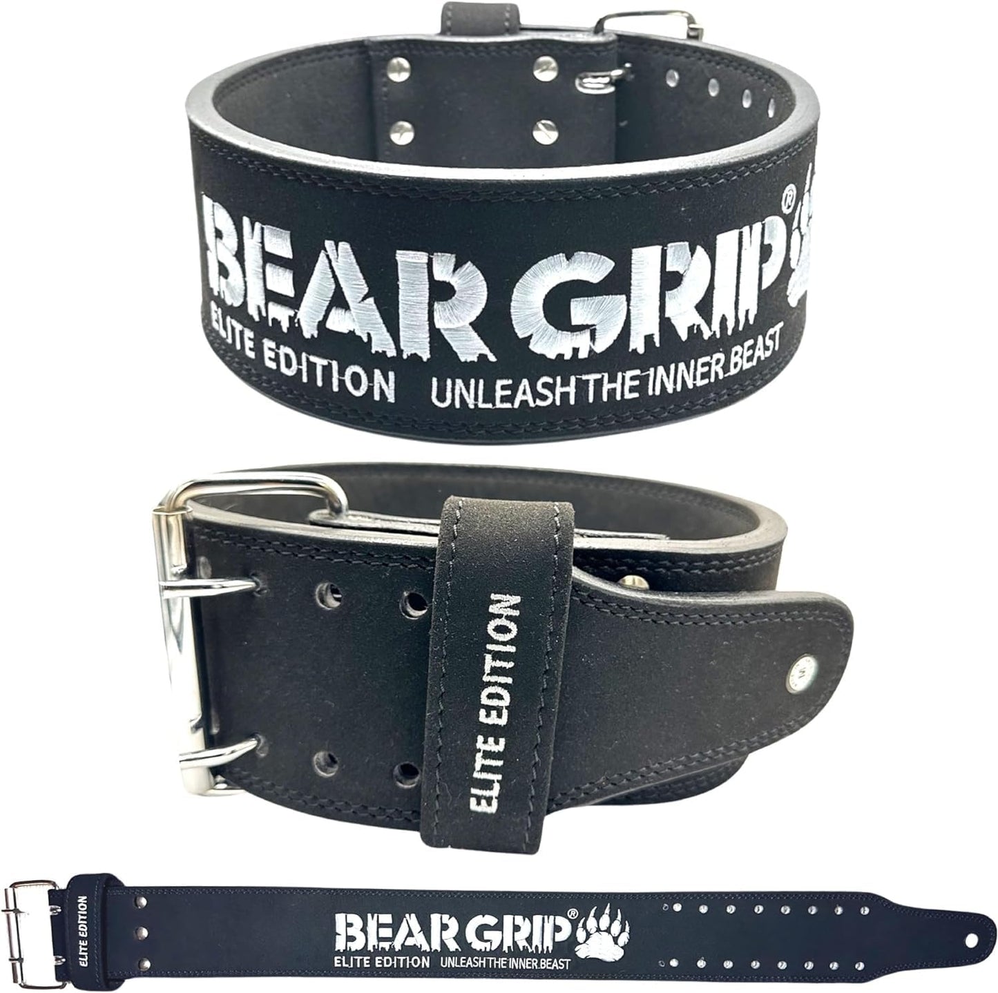 BEAR GRIP Power Belt - Elite Edition Premium Double Pong Weight Lifting Belt