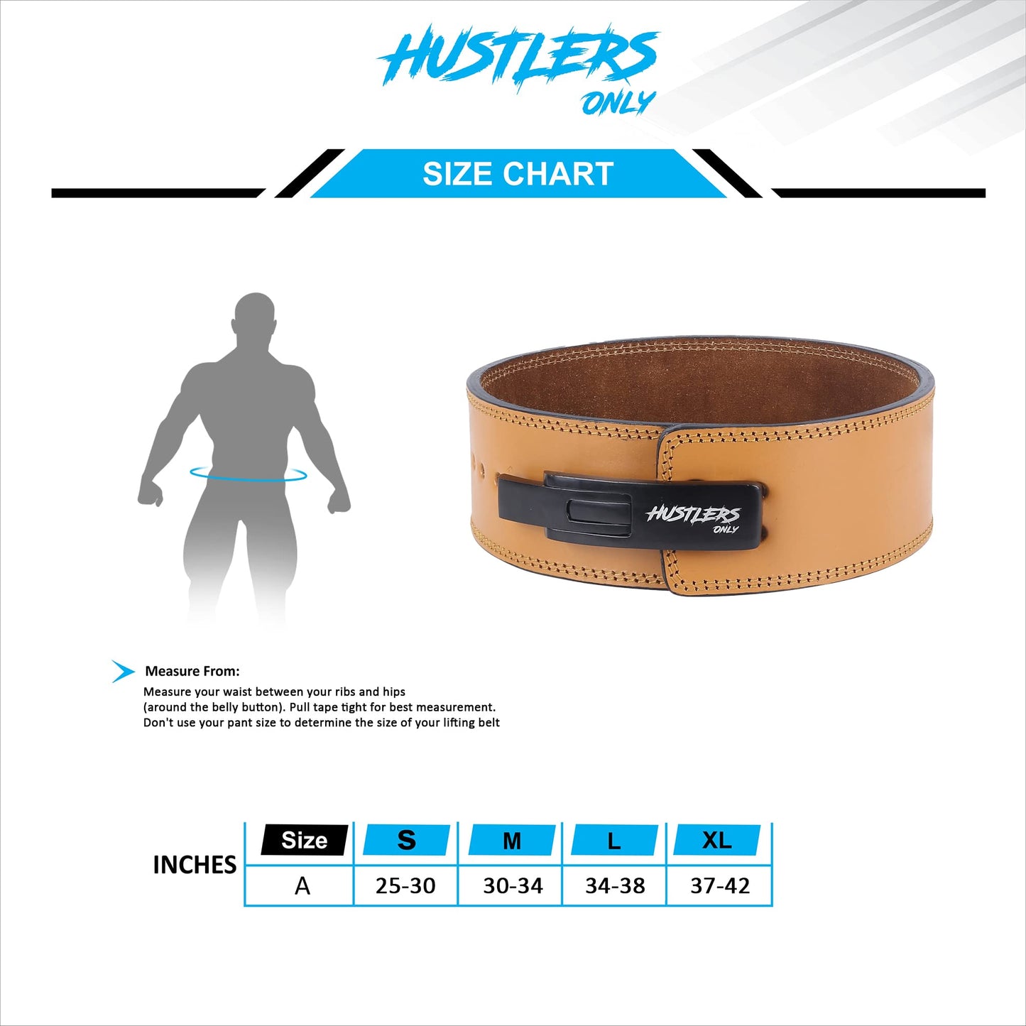Hustlers Only Weight Lifting Belt with Lever Buckle Genuine Leather Gym Belt for Deadlift, Power Lifting, Bodybuilding, Workout Belt 10mm thickness for Back Support, Lifting Belt for Men and Women
