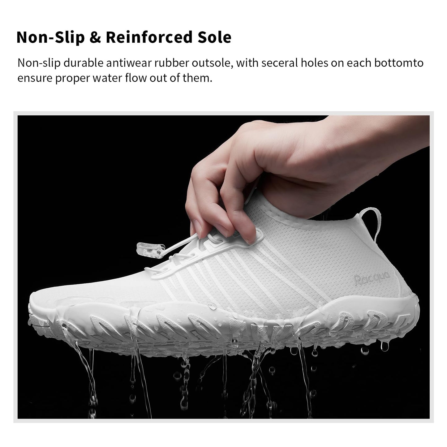Racqua Water Shoes Quick Dry Barefoot Lightweight Aqua Shoes Beach Swim Pool Hiking Sport Shoes