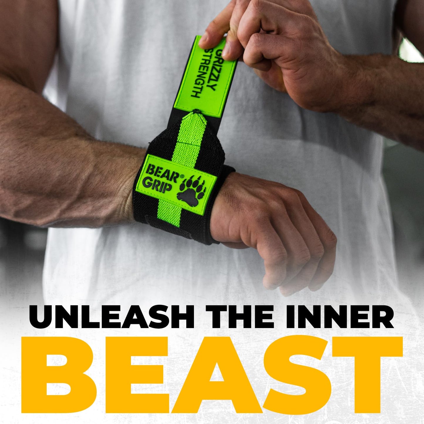 BEAR GRIP - Premium Heavy Duty Weight Lifting Wrist Wraps, Bodybuilding, Crossfit, Powerlifting, StrongMan