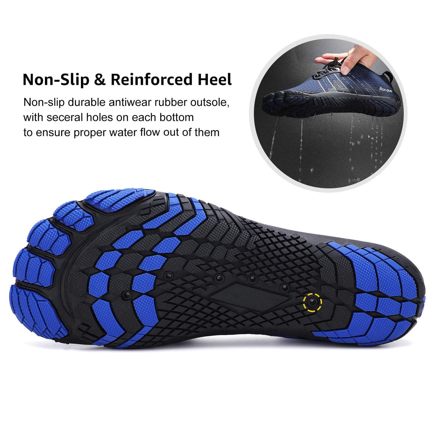 Racqua Water Shoes Quick Dry Barefoot Lightweight Aqua Shoes Beach Swim Pool Hiking Sport Shoes