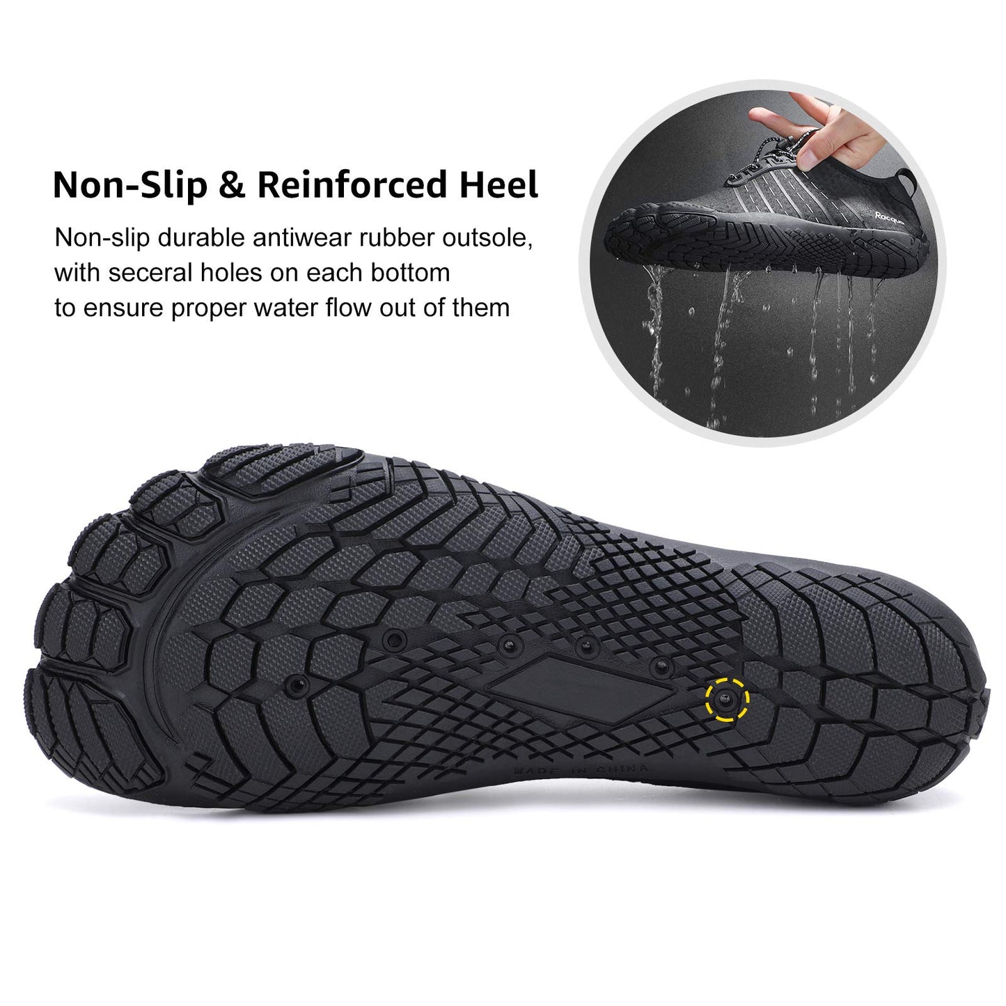 Racqua Water Shoes Quick Dry Barefoot Lightweight Aqua Shoes Beach Swim Pool Hiking Sport Shoes