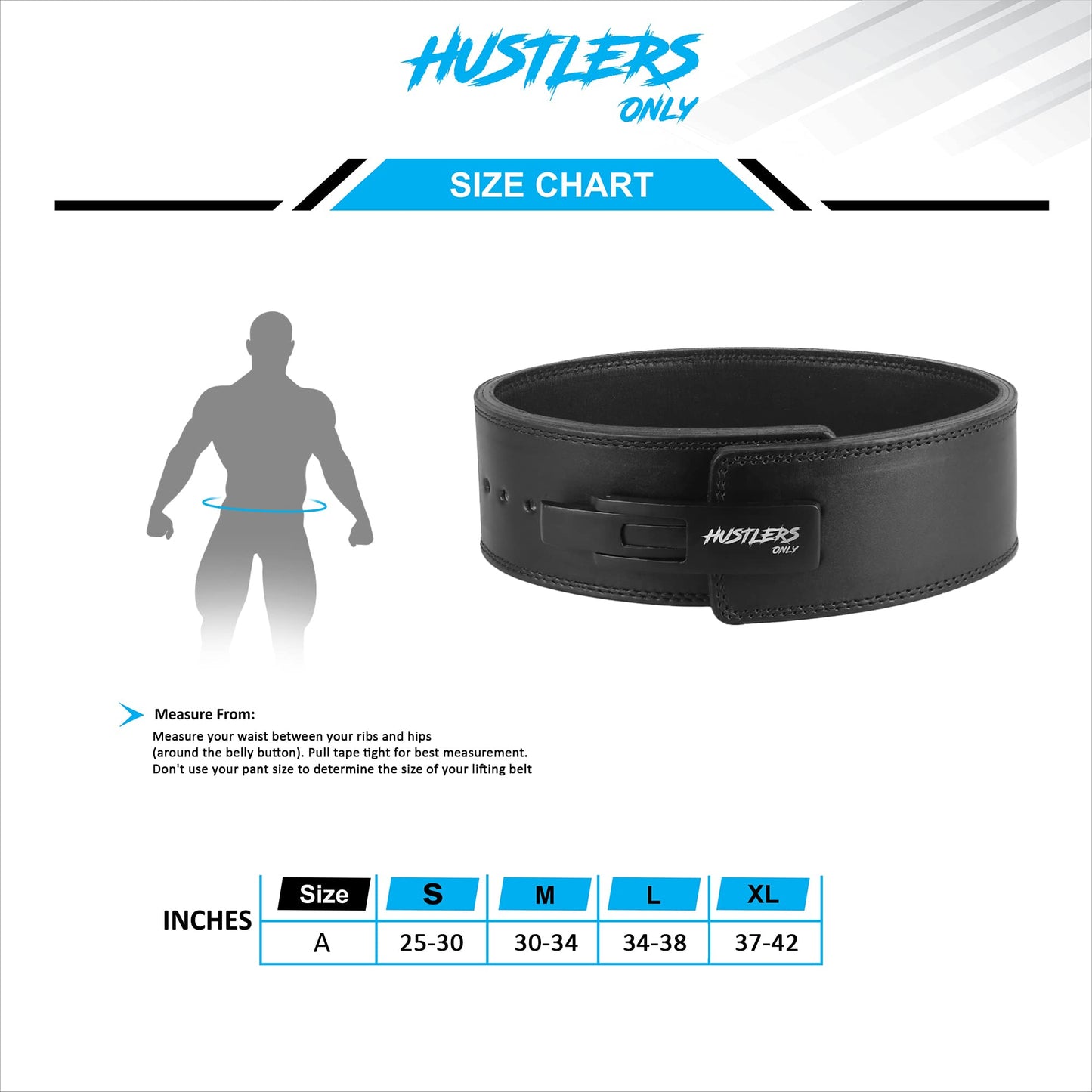 Hustlers Only Weight Lifting Belt with Lever Buckle Genuine Leather Gym Belt for Deadlift, Power Lifting, Bodybuilding, Workout Belt 10mm thickness for Back Support, Lifting Belt for Men and Women