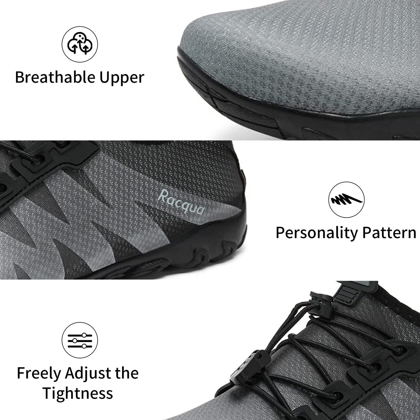 Racqua Water Shoes Quick Dry Barefoot Lightweight Aqua Shoes Beach Swim Pool Hiking Sport Shoes