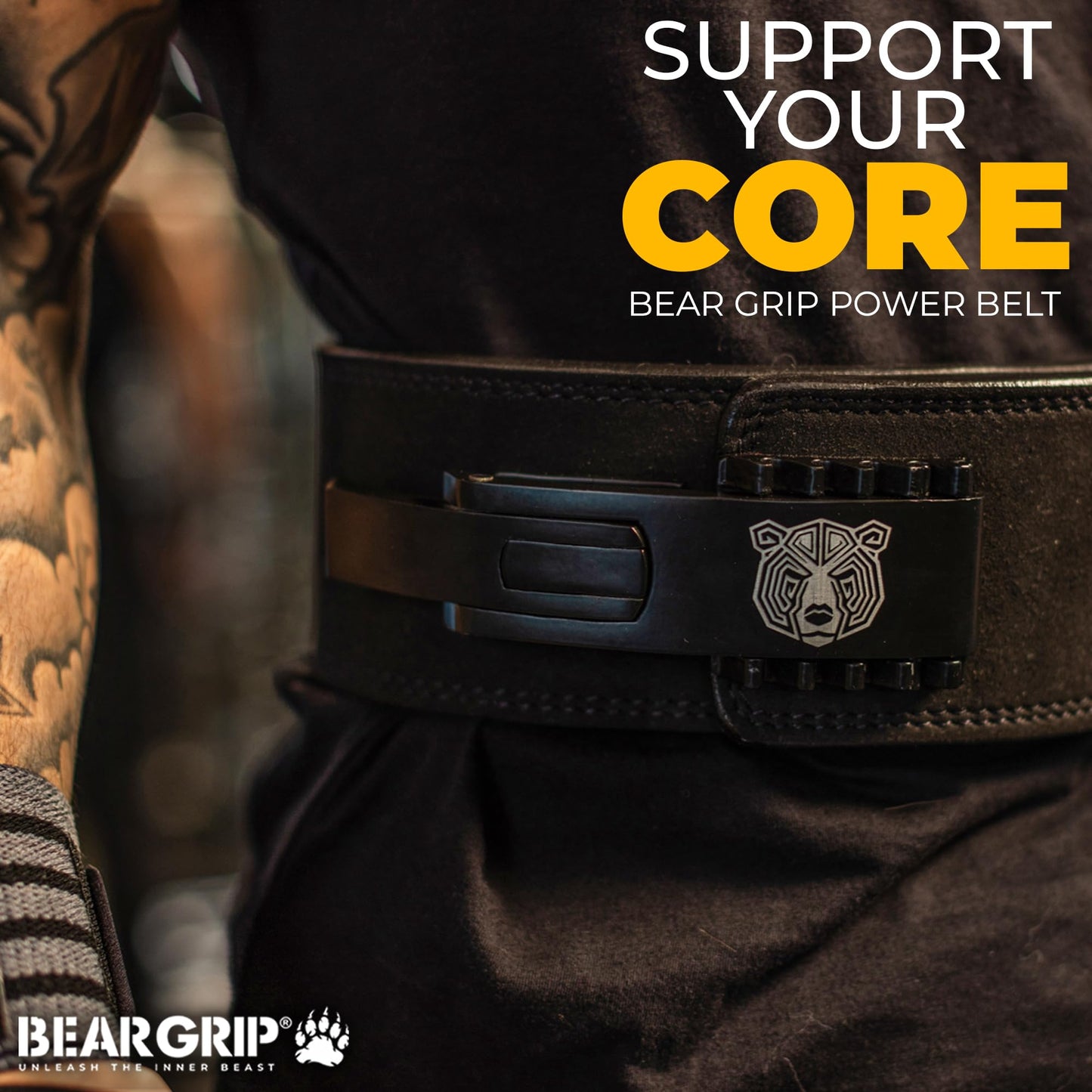 BEAR GRIP Power Belt - Elite Edition Premium Double Pong Weight Lifting Belt