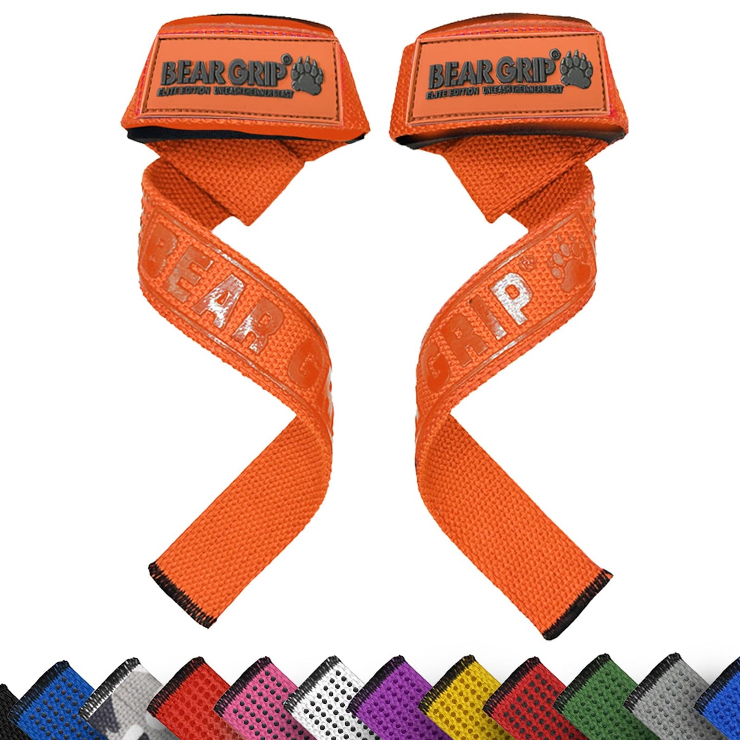 BEAR GRIP Straps - Premium Neoprene Padded Heavy Duty Double Stitched Weight Lifting Gym Straps, Deadlift, Gym Accessories for Men and Women, Advanced Gel Grip, 100% cotton, Extra long length