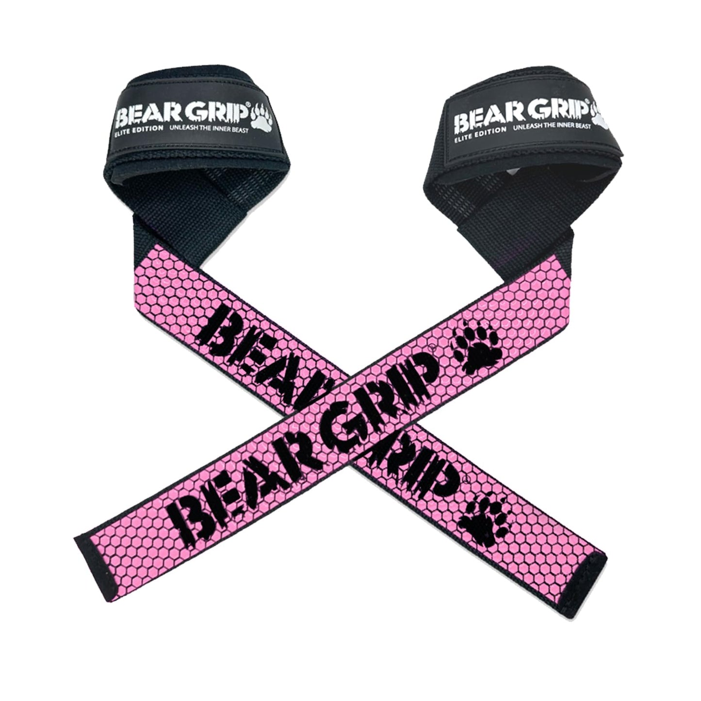 BEAR GRIP Straps - Premium Neoprene Padded Heavy Duty Double Stitched Weight Lifting Gym Straps, Deadlift, Gym Accessories for Men and Women, Advanced Gel Grip, 100% cotton, Extra long length