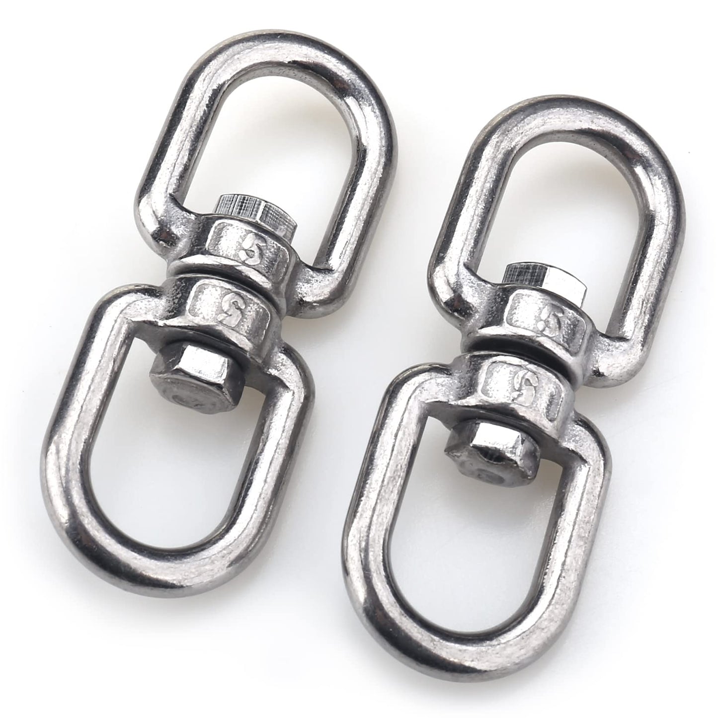 SUPDMZJ (2PCS M5 Stainless Steel Swivel Ring Double End Swivel Eye Hook Stainless Steel Eye-to-Eye Swivel Shackle Ring Connector, Suspended Swivel.