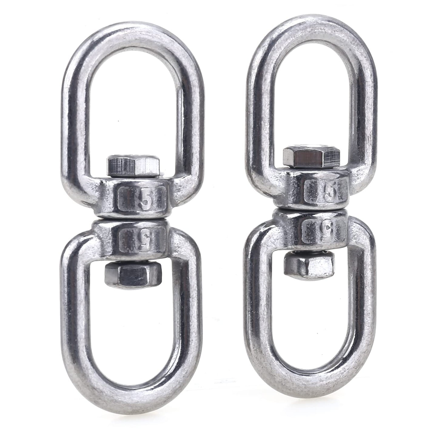 SUPDMZJ (2PCS M5 Stainless Steel Swivel Ring Double End Swivel Eye Hook Stainless Steel Eye-to-Eye Swivel Shackle Ring Connector, Suspended Swivel.
