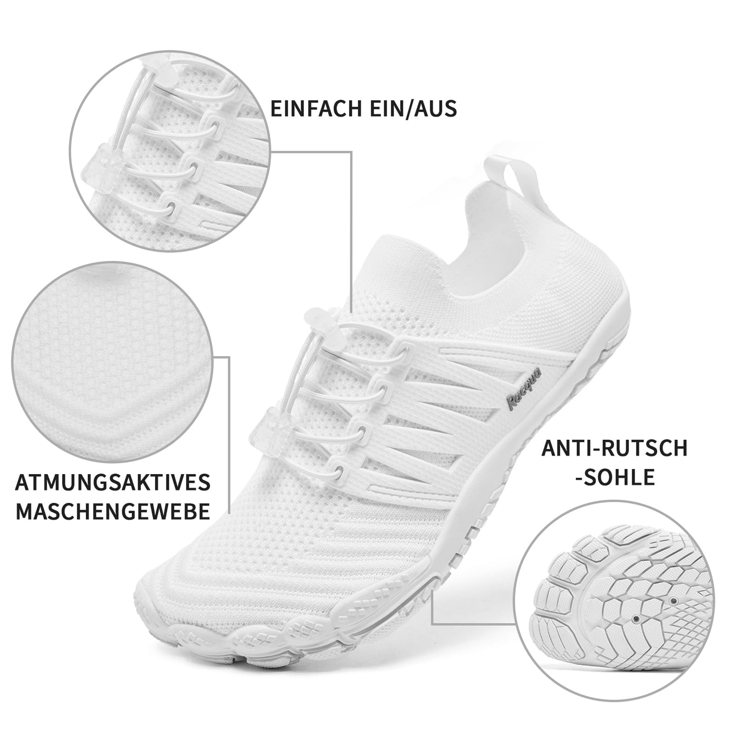 Racqua Water Shoes Quick Dry Barefoot Lightweight Aqua Shoes Beach Swim Pool Hiking Sport Shoes