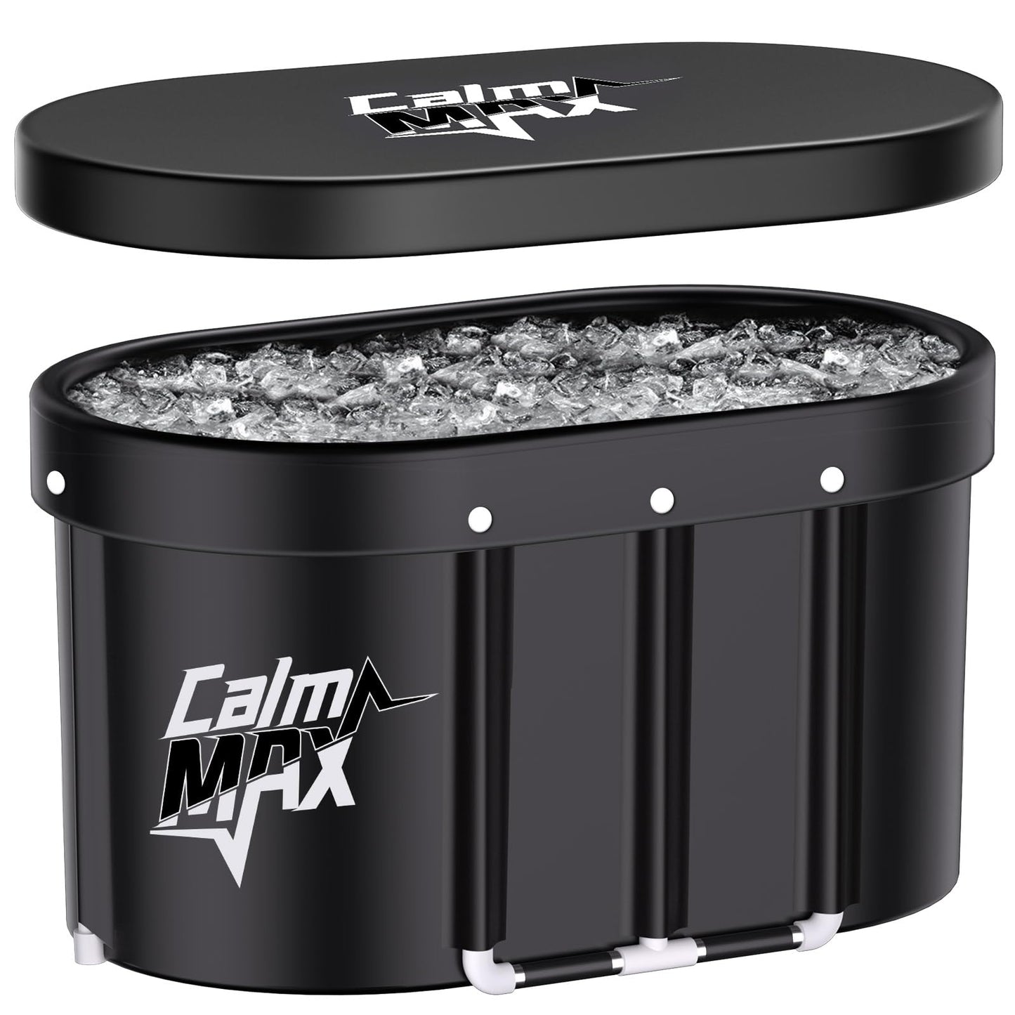 CalmMax Oval Ice Bath Tub with Lid for Athletes 492L Portable Cold Plunge Tub for Cold Water Therapy 5 Layers Ice Baths at Home Outdoor Gym - 105cm Long