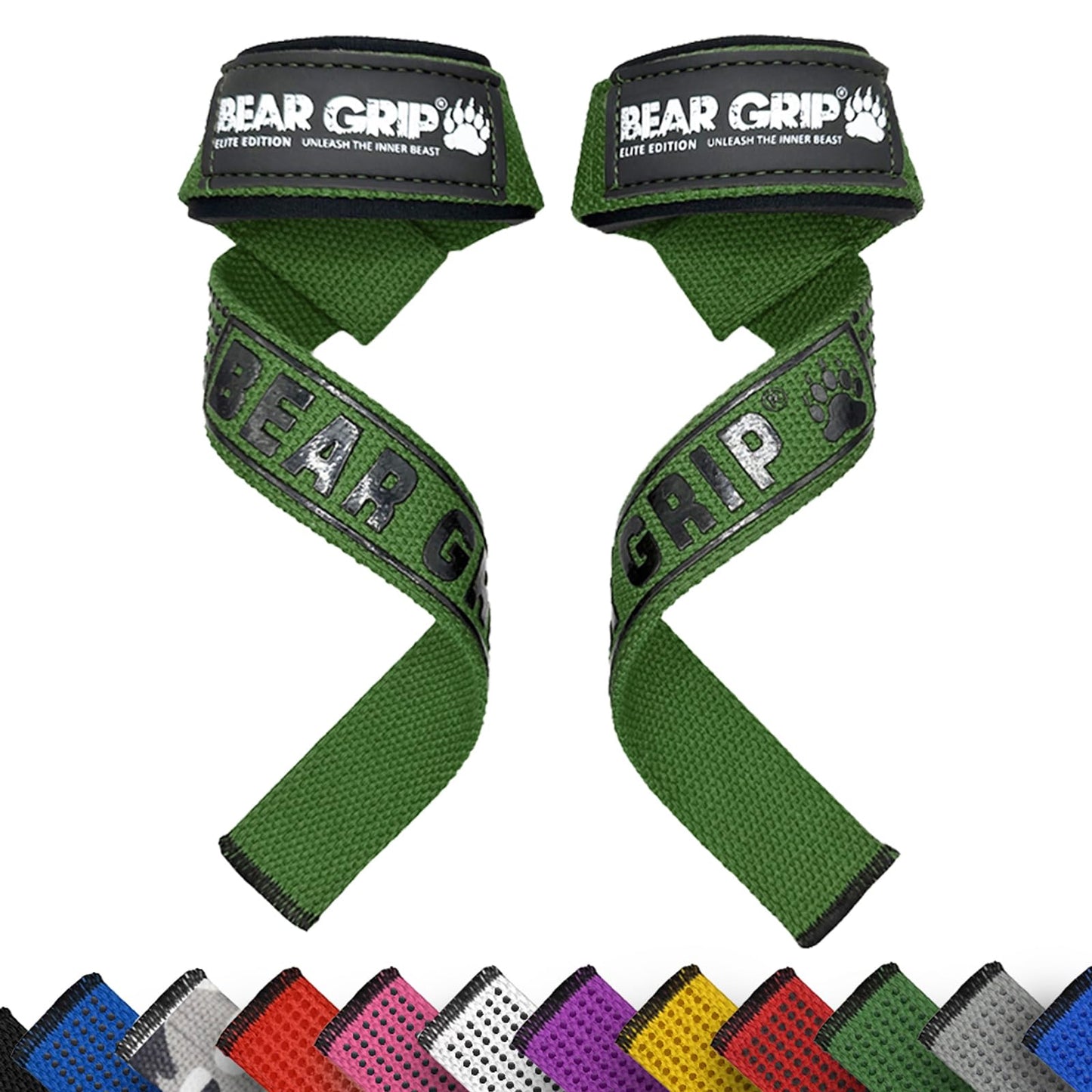 BEAR GRIP Straps - Premium Neoprene Padded Heavy Duty Double Stitched Weight Lifting Gym Straps, Deadlift, Gym Accessories for Men and Women, Advanced Gel Grip, 100% cotton, Extra long length