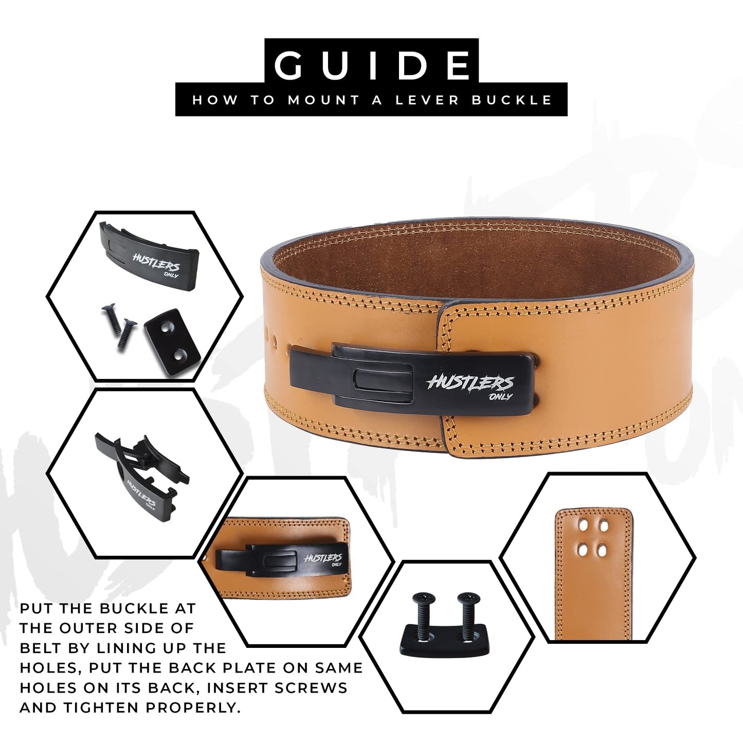 Hustlers Only Weight Lifting Belt with Lever Buckle Genuine Leather Gym Belt for Deadlift, Power Lifting, Bodybuilding, Workout Belt 10mm thickness for Back Support, Lifting Belt for Men and Women
