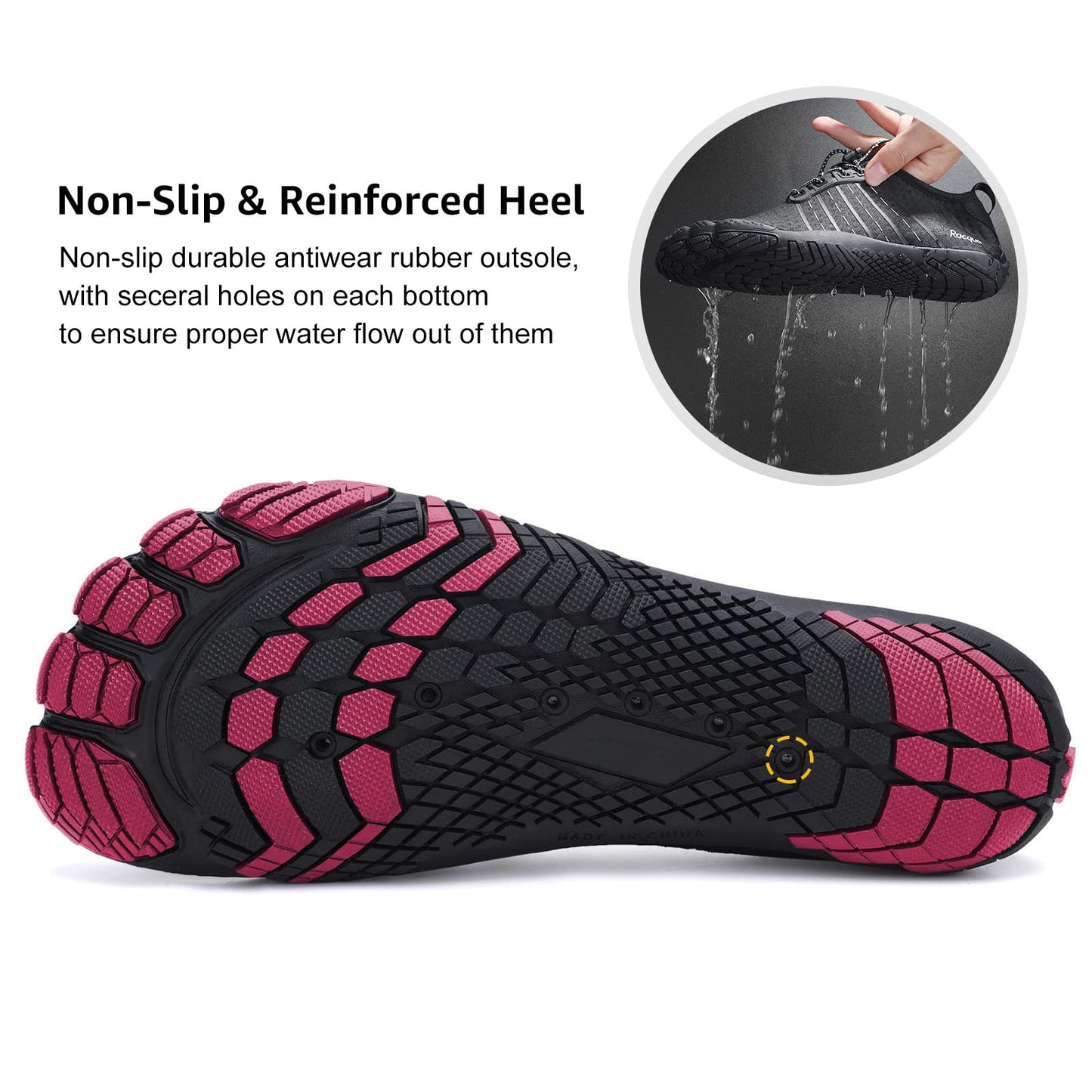 Racqua Water Shoes Quick Dry Barefoot Lightweight Aqua Shoes Beach Swim Pool Hiking Sport Shoes