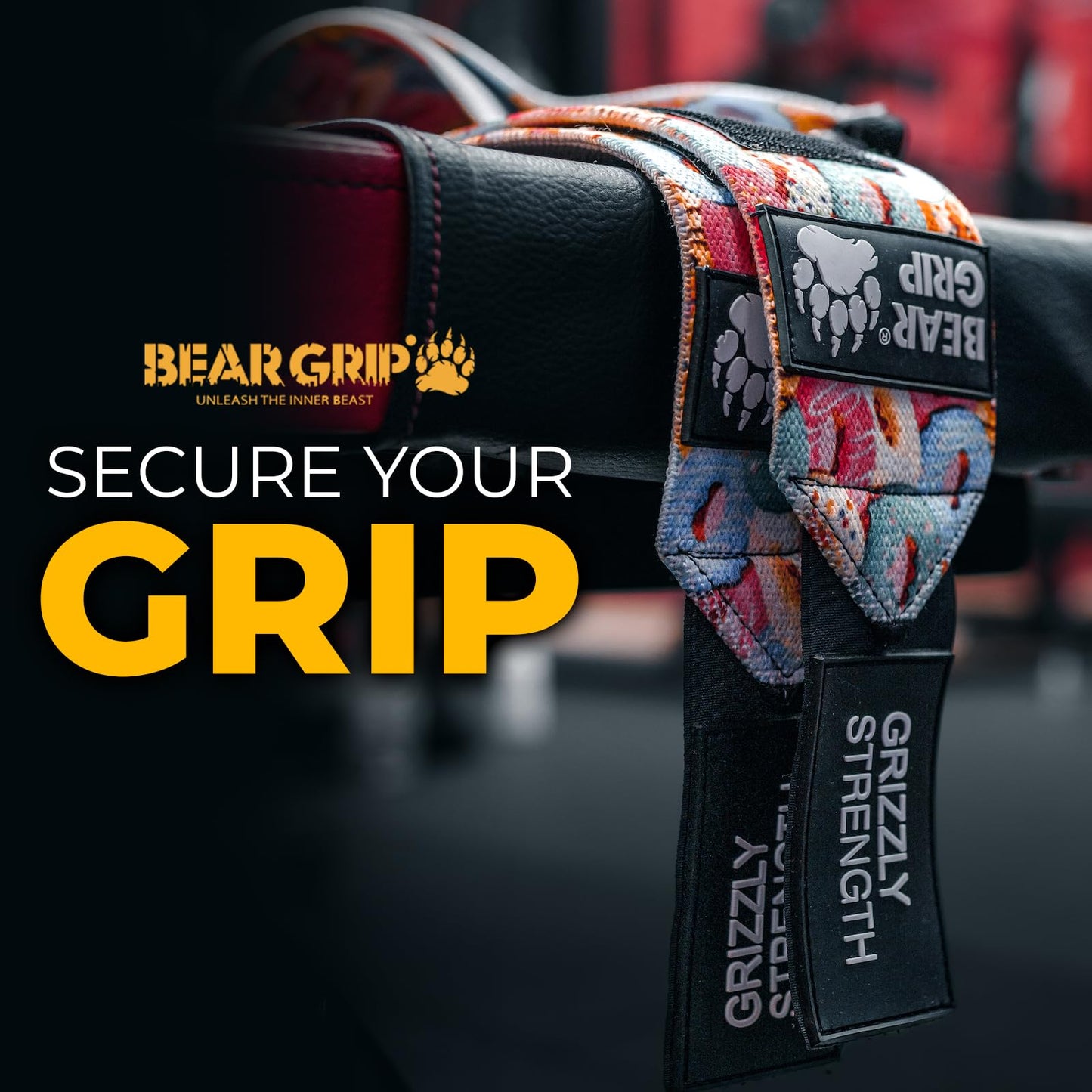 BEAR GRIP - Premium Heavy Duty Weight Lifting Wrist Wraps, Bodybuilding, Crossfit, Powerlifting, StrongMan