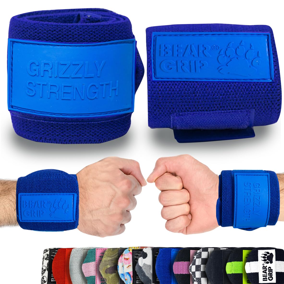 BEAR GRIP - Premium Heavy Duty Weight Lifting Wrist Wraps, Bodybuilding, Crossfit, Powerlifting, StrongMan