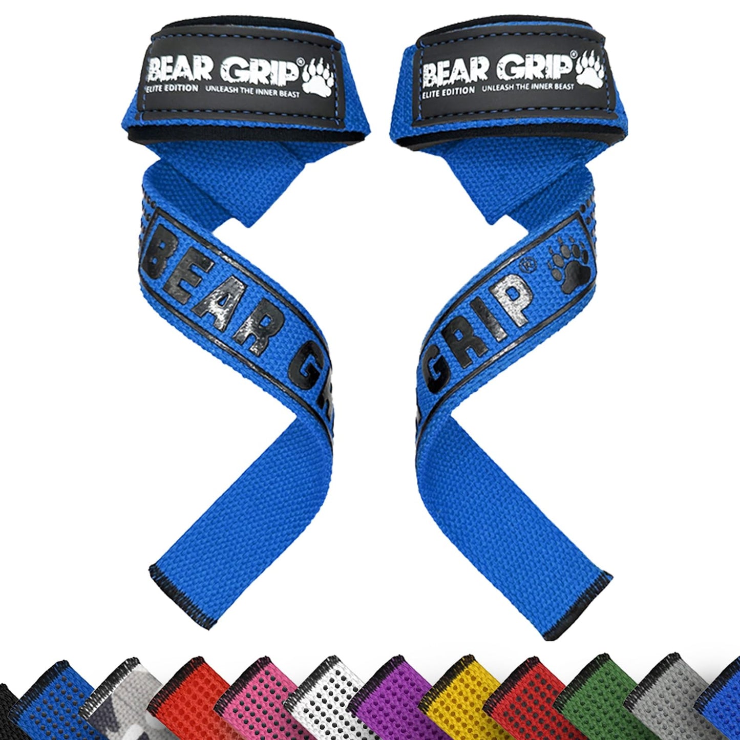 BEAR GRIP Straps - Premium Neoprene Padded Heavy Duty Double Stitched Weight Lifting Gym Straps, Deadlift, Gym Accessories for Men and Women, Advanced Gel Grip, 100% cotton, Extra long length