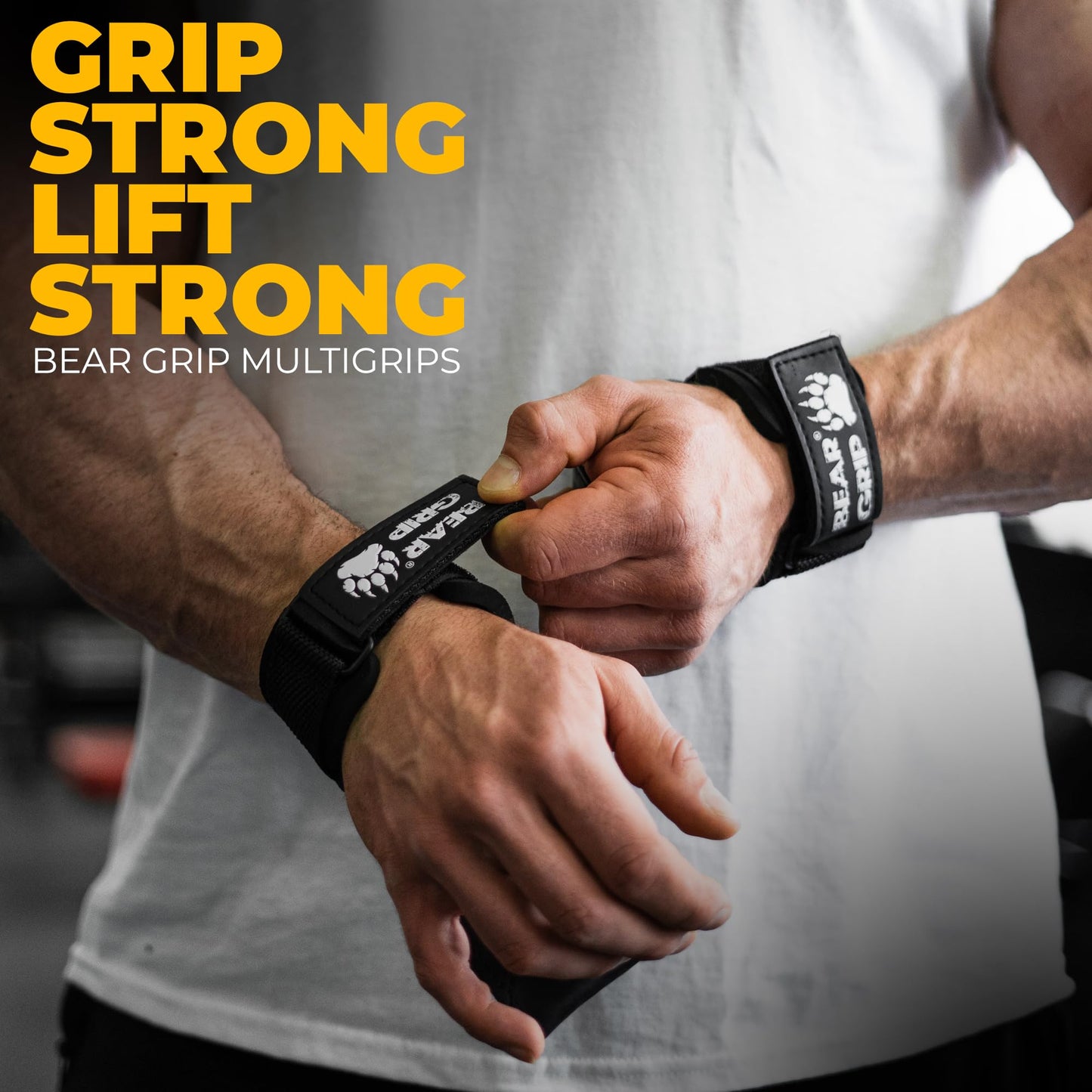 BEAR GRIP Multi Grip Straps/Hooks, Premium Heavy duty weight lifting straps/gloves