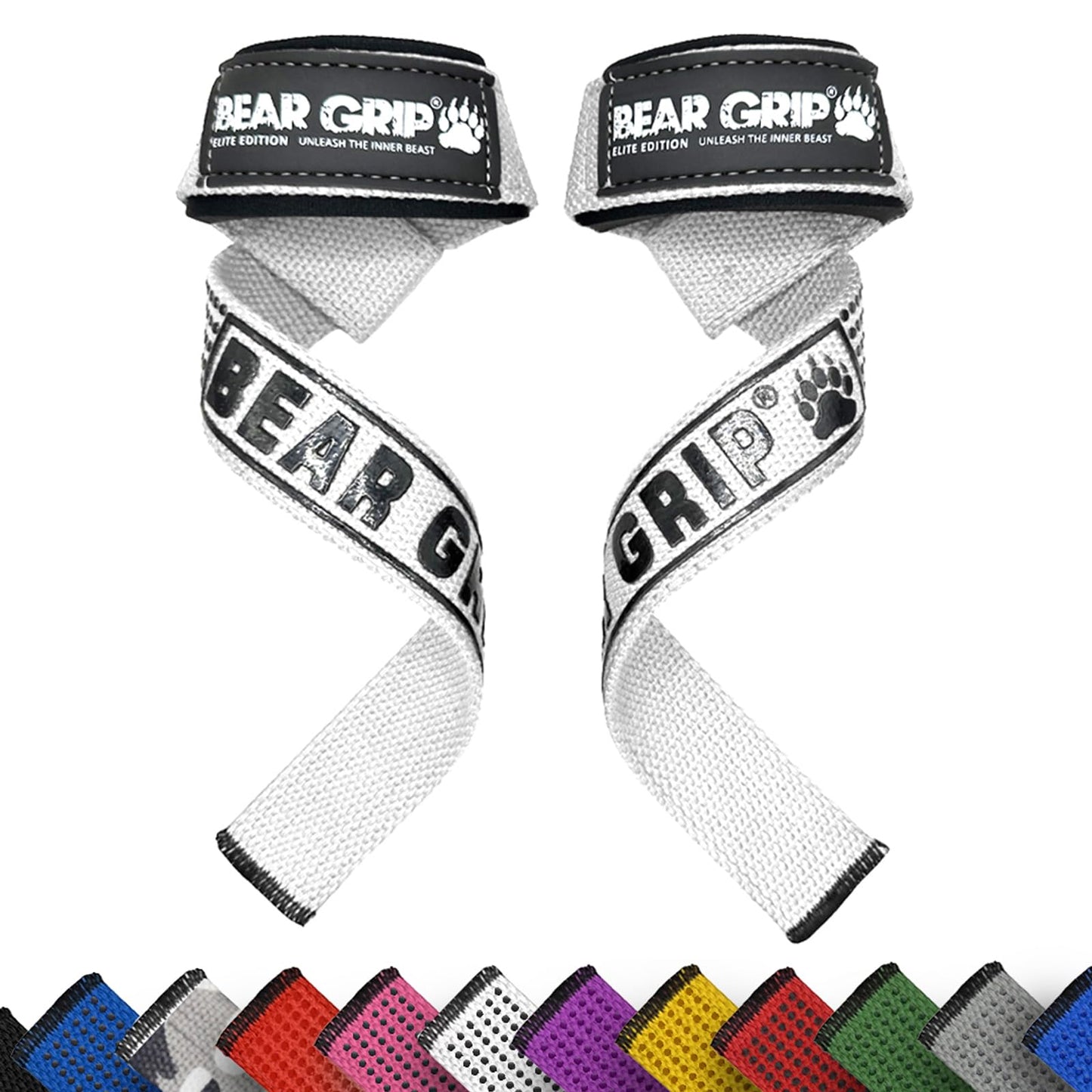 BEAR GRIP Straps - Premium Neoprene Padded Heavy Duty Double Stitched Weight Lifting Gym Straps, Deadlift, Gym Accessories for Men and Women, Advanced Gel Grip, 100% cotton, Extra long length