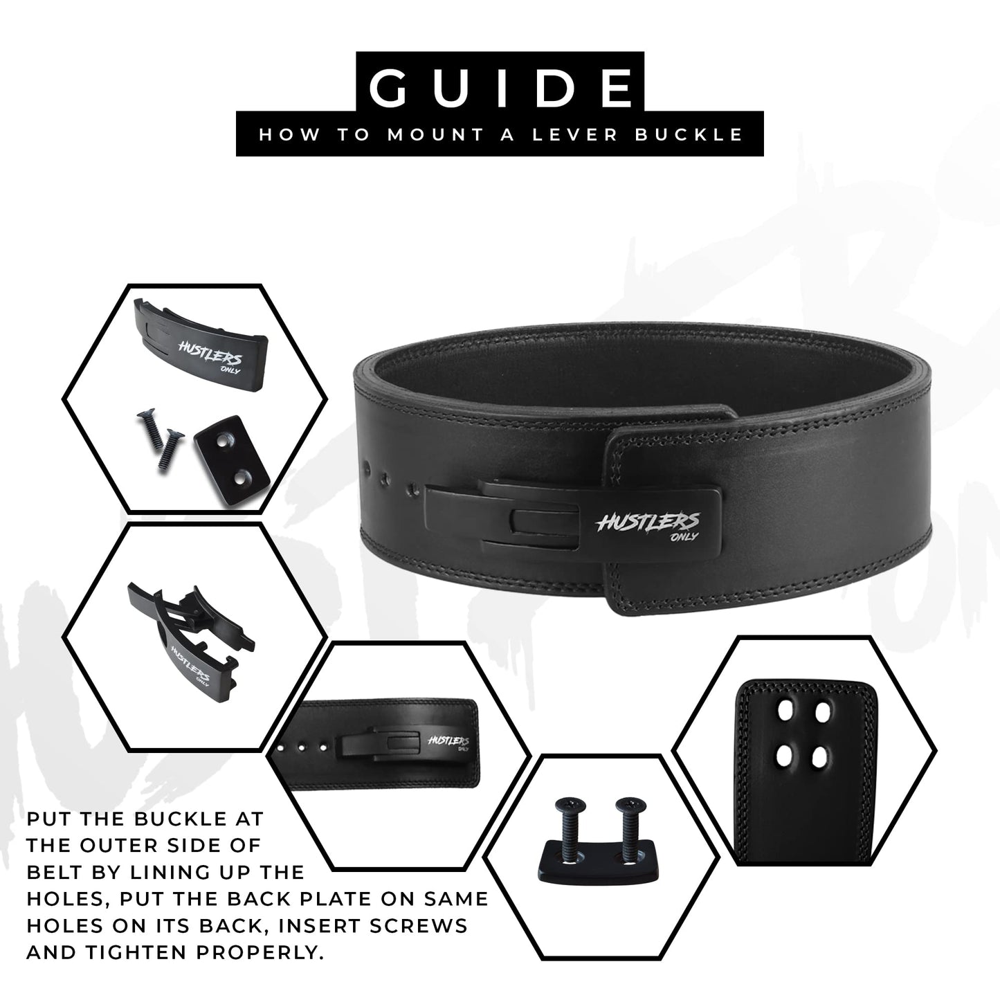 Hustlers Only Weight Lifting Belt with Lever Buckle Genuine Leather Gym Belt for Deadlift, Power Lifting, Bodybuilding, Workout Belt 10mm thickness for Back Support, Lifting Belt for Men and Women