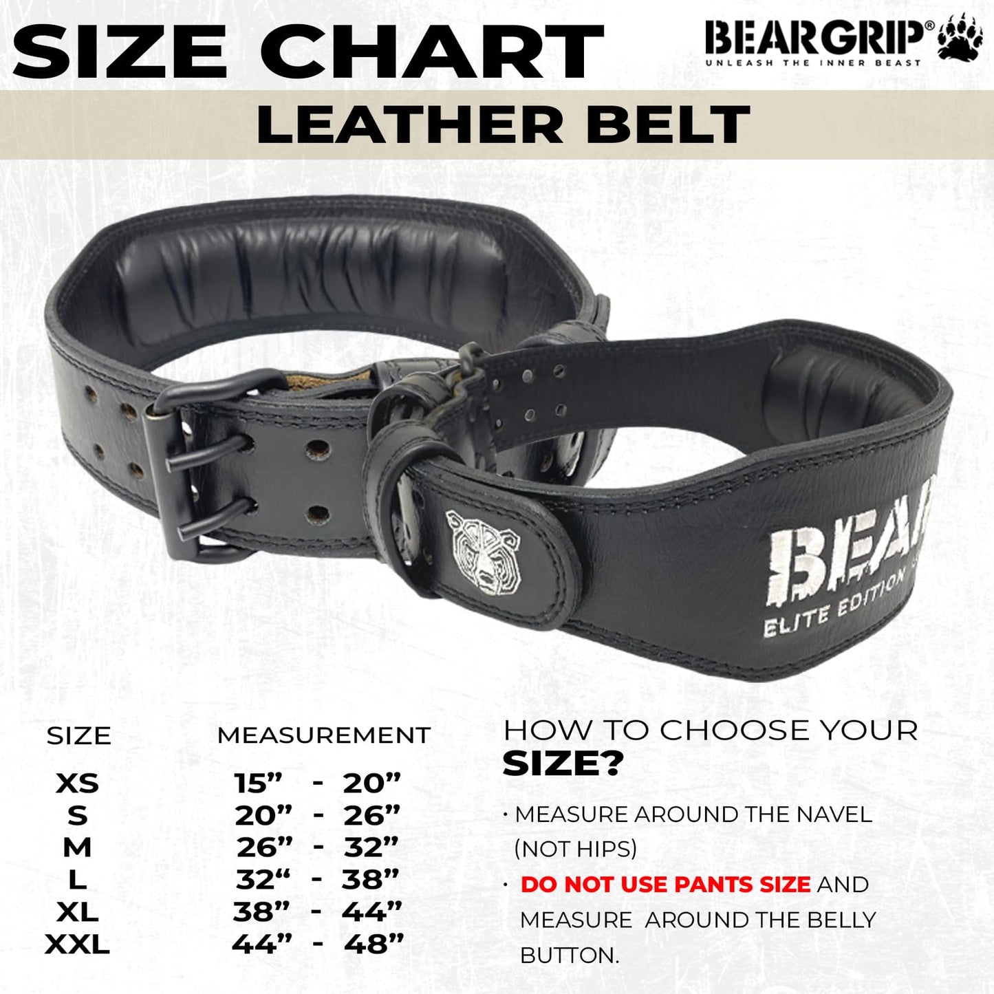 BEAR GRIP Power Belt - Elite Edition Premium Double Pong Weight Lifting Belt