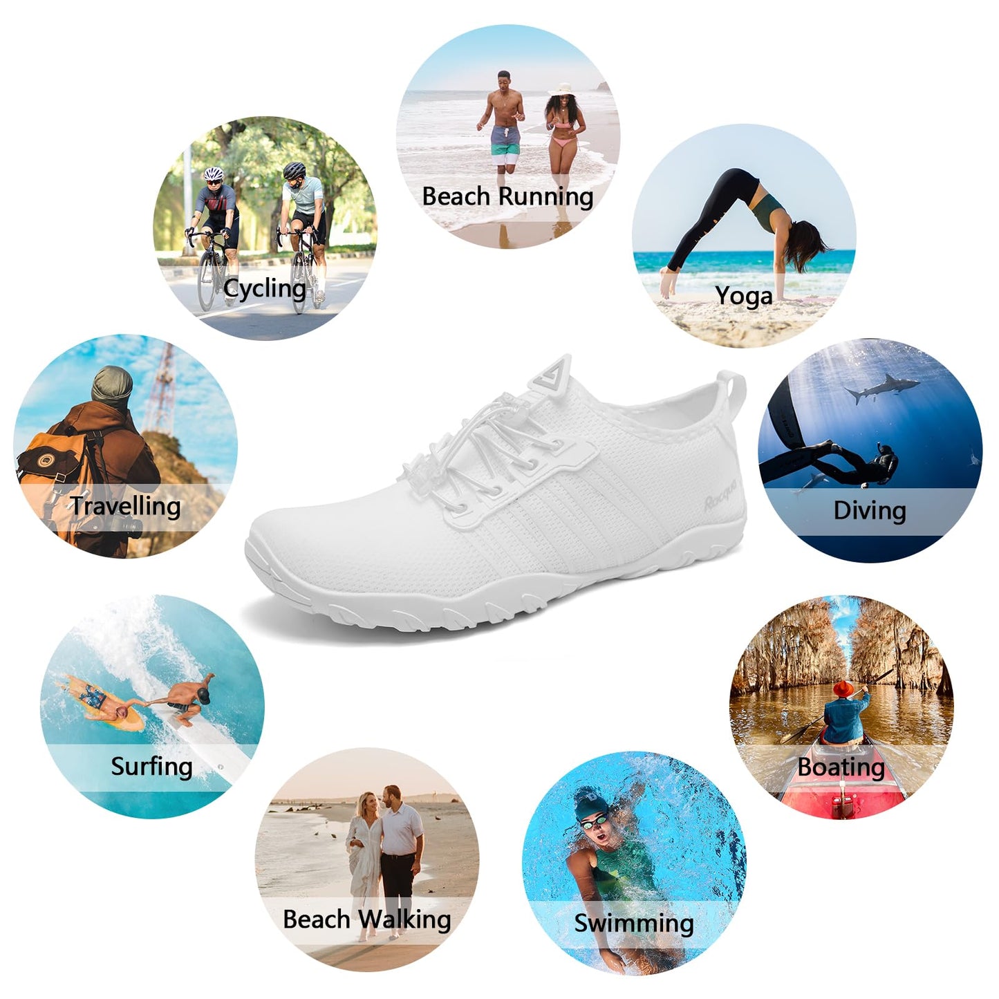 Racqua Water Shoes Quick Dry Barefoot Lightweight Aqua Shoes Beach Swim Pool Hiking Sport Shoes