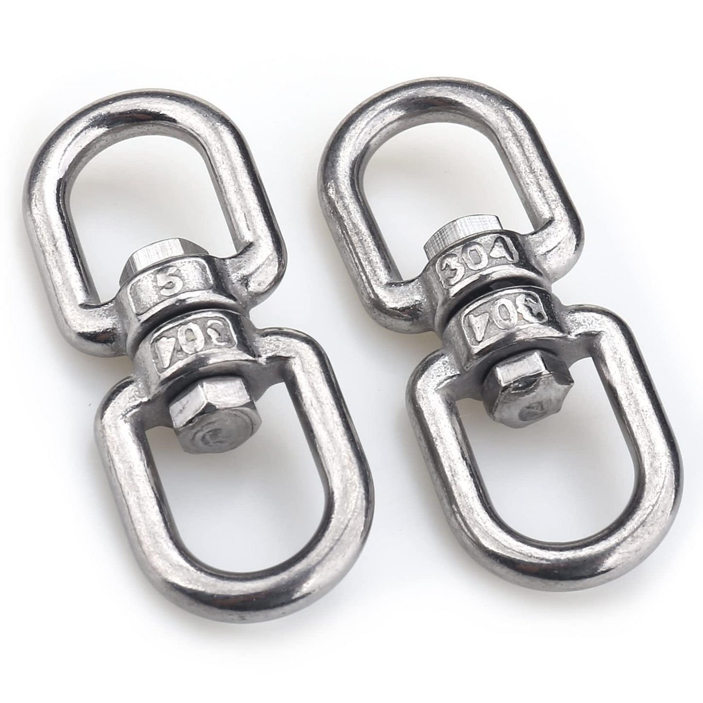 SUPDMZJ (2PCS M5 Stainless Steel Swivel Ring Double End Swivel Eye Hook Stainless Steel Eye-to-Eye Swivel Shackle Ring Connector, Suspended Swivel.