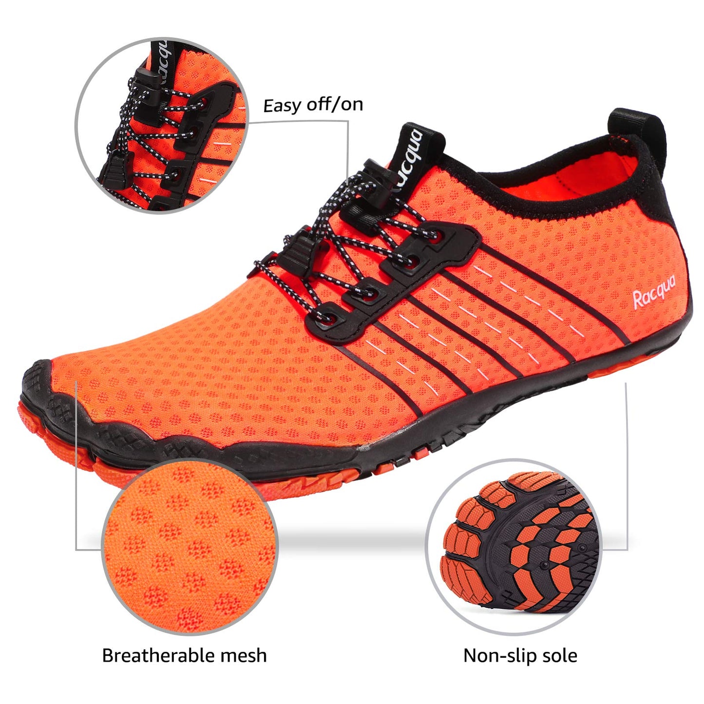 Racqua Water Shoes Quick Dry Barefoot Lightweight Aqua Shoes Beach Swim Pool Hiking Sport Shoes