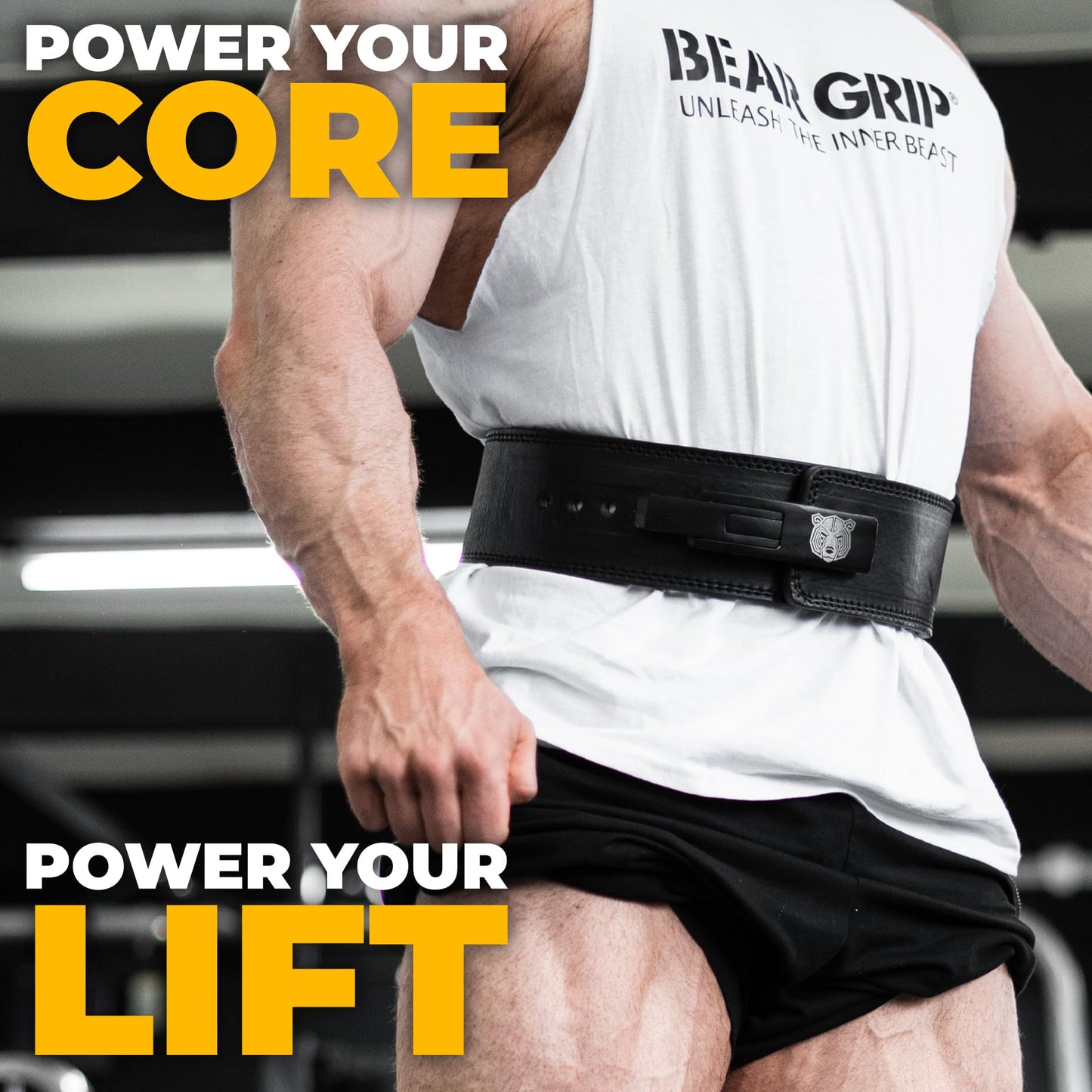 BEAR GRIP Power Belt - Elite Edition Premium Double Pong Weight Lifting Belt