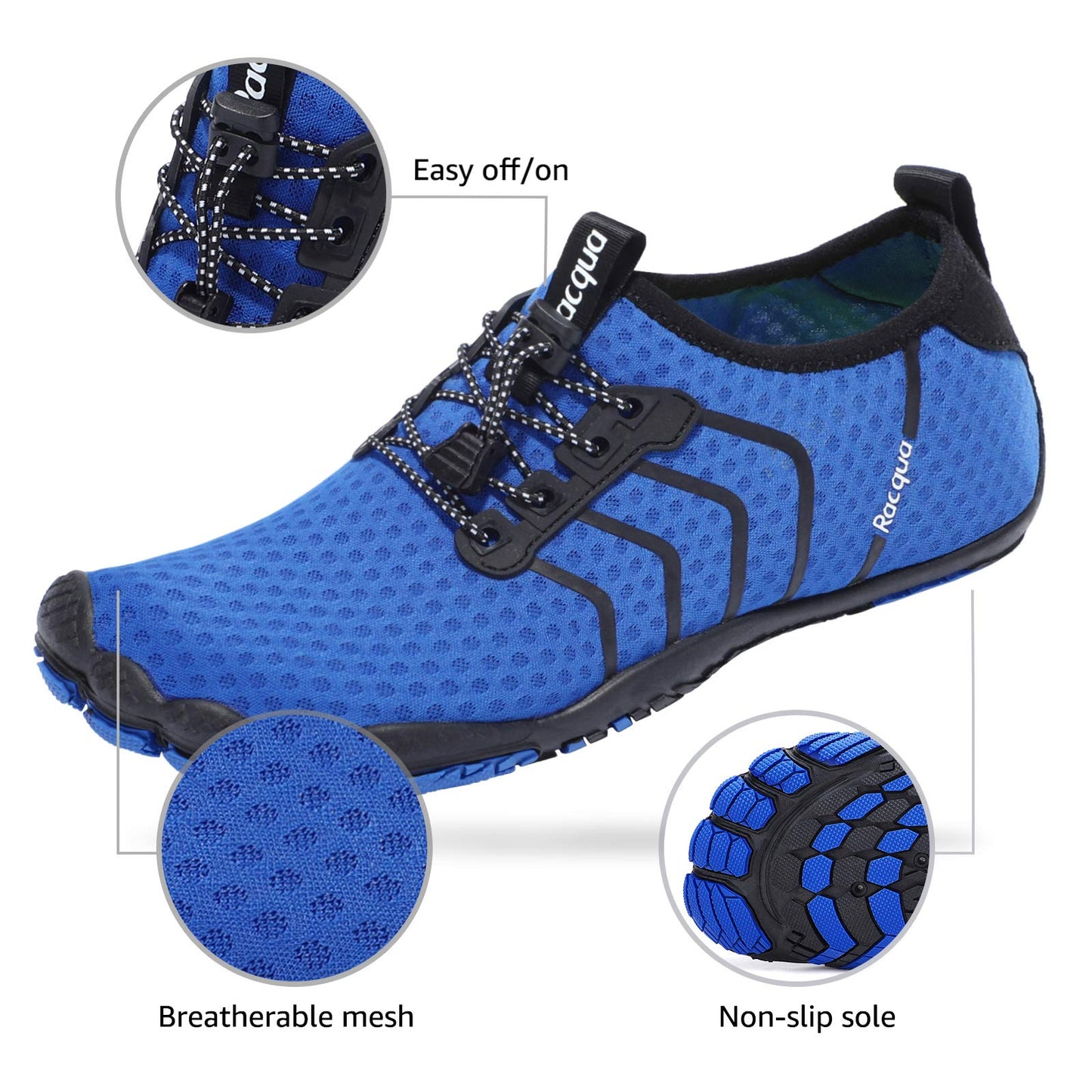 Racqua Water Shoes Quick Dry Barefoot Lightweight Aqua Shoes Beach Swim Pool Hiking Sport Shoes