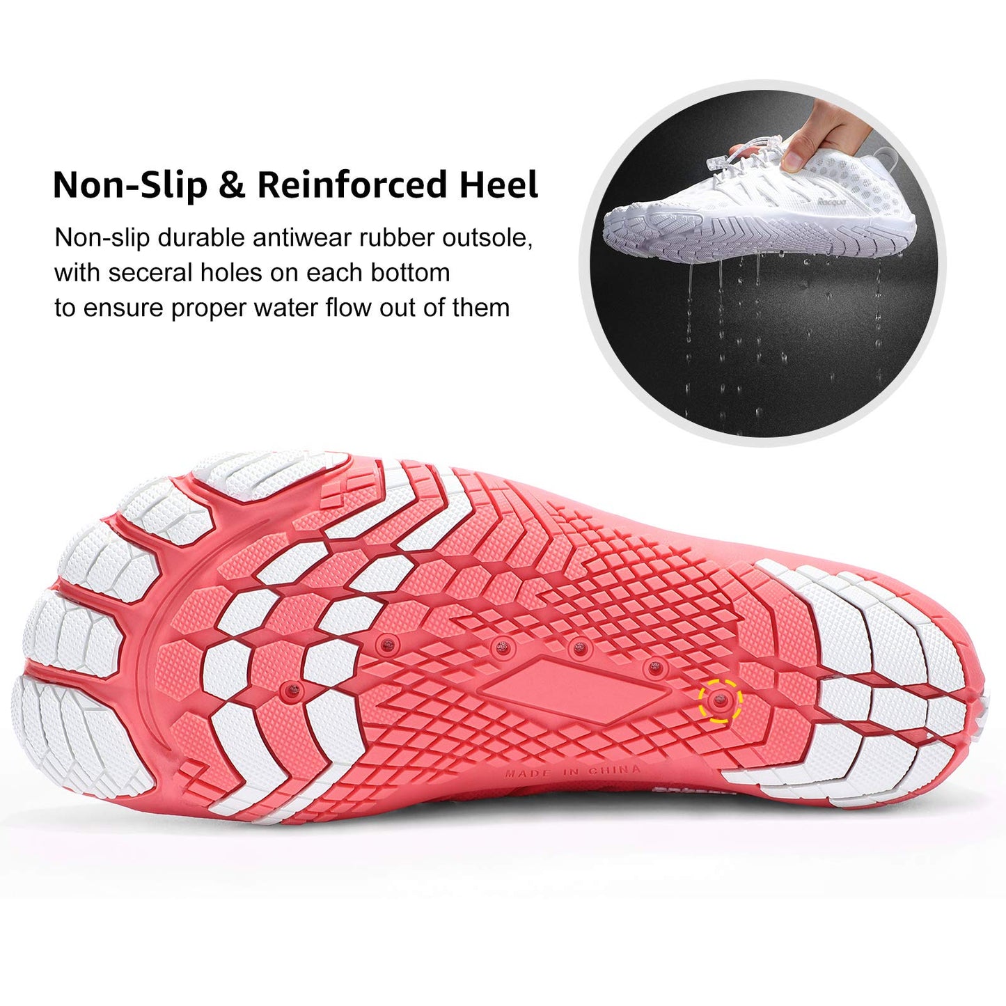Racqua Water Shoes Quick Dry Barefoot Lightweight Aqua Shoes Beach Swim Pool Hiking Sport Shoes