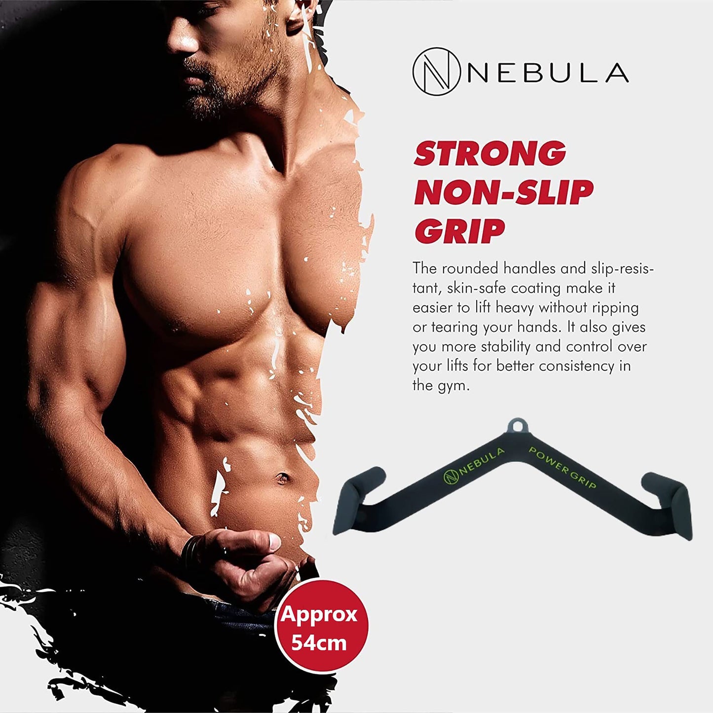 Nebula Power Bar Lat Pull Down Bar Attachments, Workout Accessory for Gym, Fitness, Weightlifting Use, Strength Training Arms, Triceps, Back, Shoulders