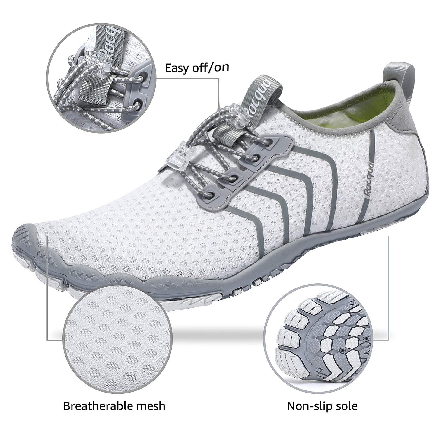 Racqua Water Shoes Quick Dry Barefoot Lightweight Aqua Shoes Beach Swim Pool Hiking Sport Shoes