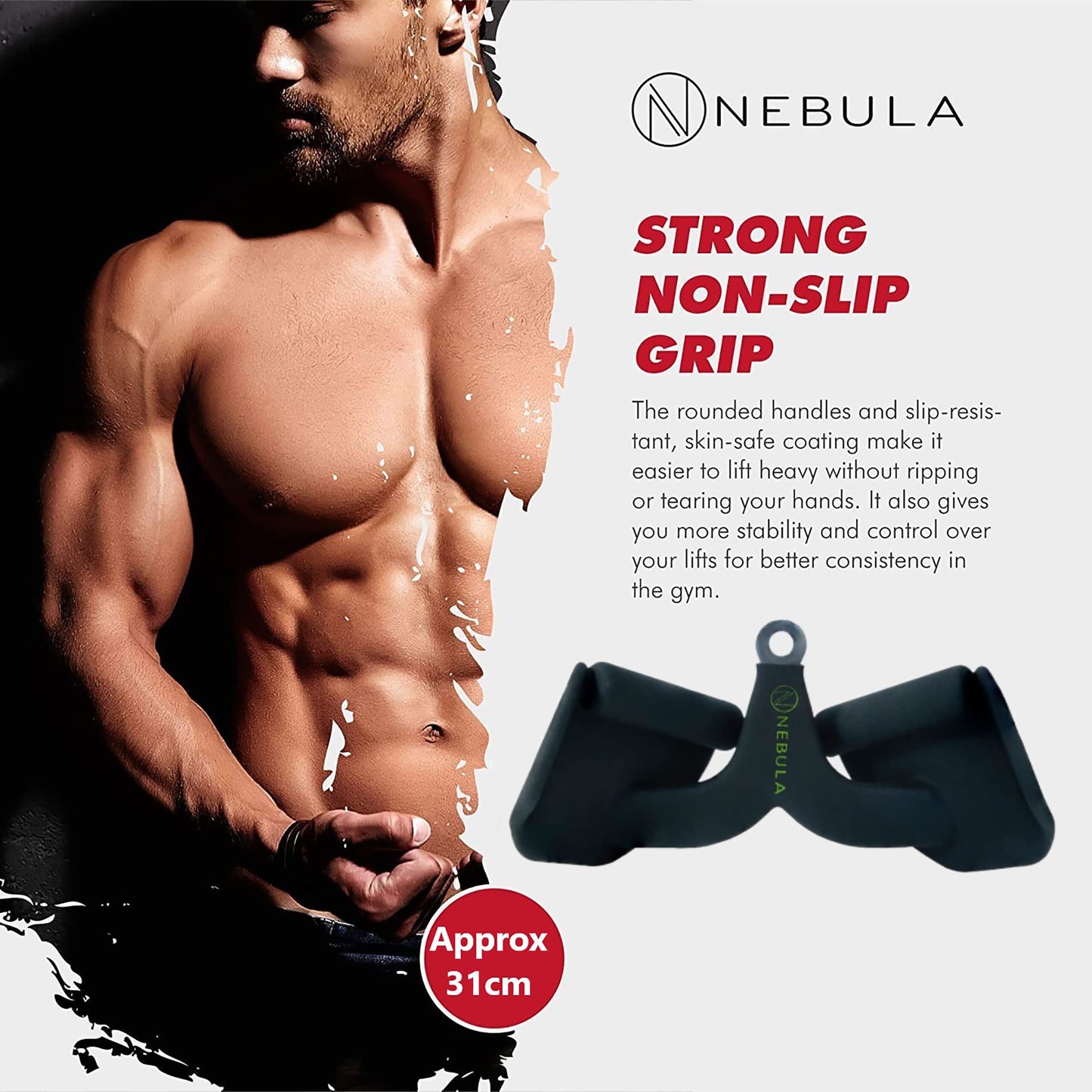 Nebula Power Bar Lat Pull Down Bar Attachments, Workout Accessory for Gym, Fitness, Weightlifting Use, Strength Training Arms, Triceps, Back, Shoulders