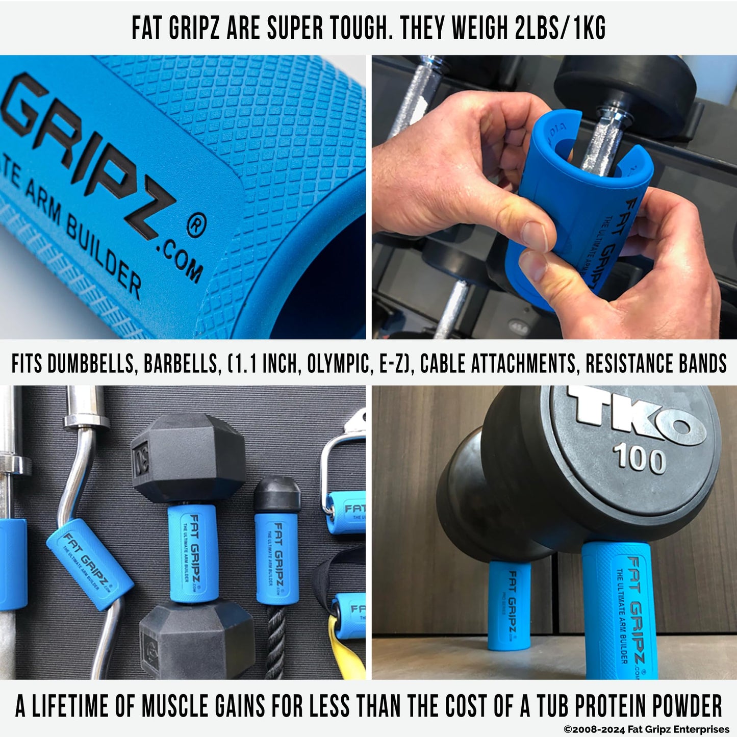 Fat Gripz Pro - The Simple Proven Way to Get Big Biceps & Forearms Fast - At Home Or In The Gym (Winner of 3 Men’s Health Magazine Awards) (2.25” Outer Diameter)