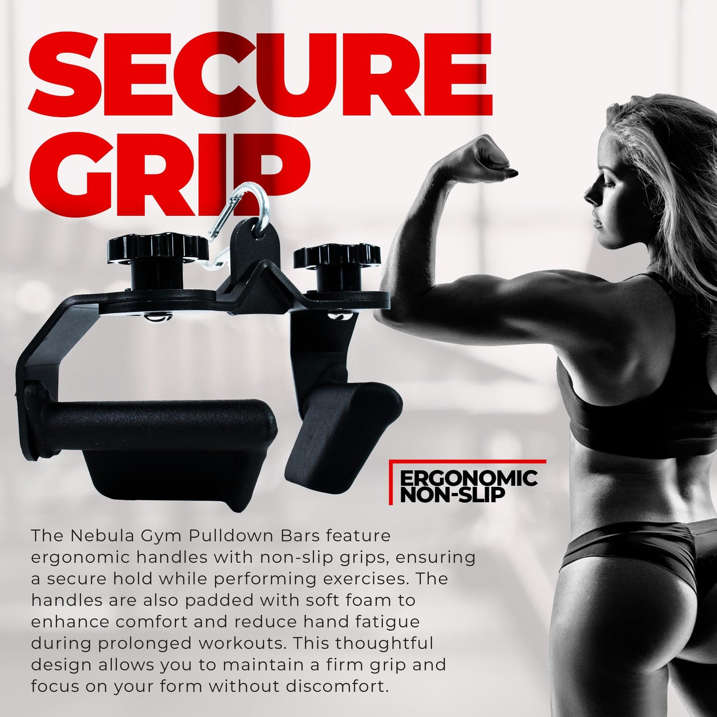 Nebula Power Bar Lat Pull Down Bar Attachments, Workout Accessory for Gym, Fitness, Weightlifting Use, Strength Training Arms, Triceps, Back, Shoulders