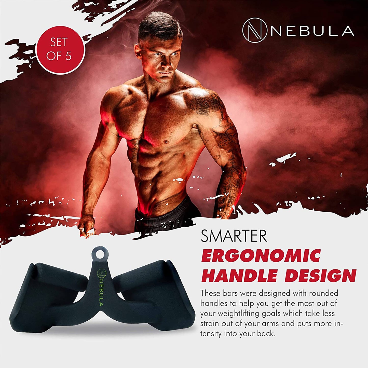 Nebula Power Bar Lat Pull Down Bar Attachments, Workout Accessory for Gym, Fitness, Weightlifting Use, Strength Training Arms, Triceps, Back, Shoulders
