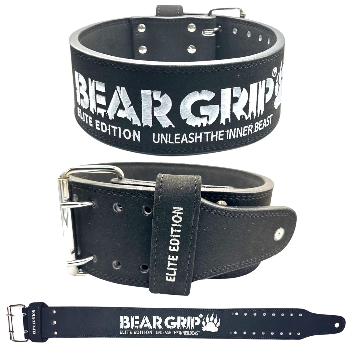 BEAR GRIP Power Belt - Elite Edition Premium Double Pong Weight Lifting Belt